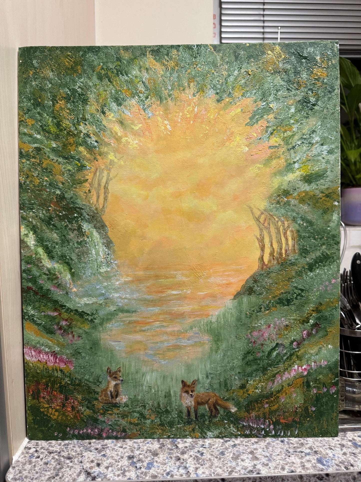 Enchanted foxes - Original Acrylic Painting by Molly Nighy