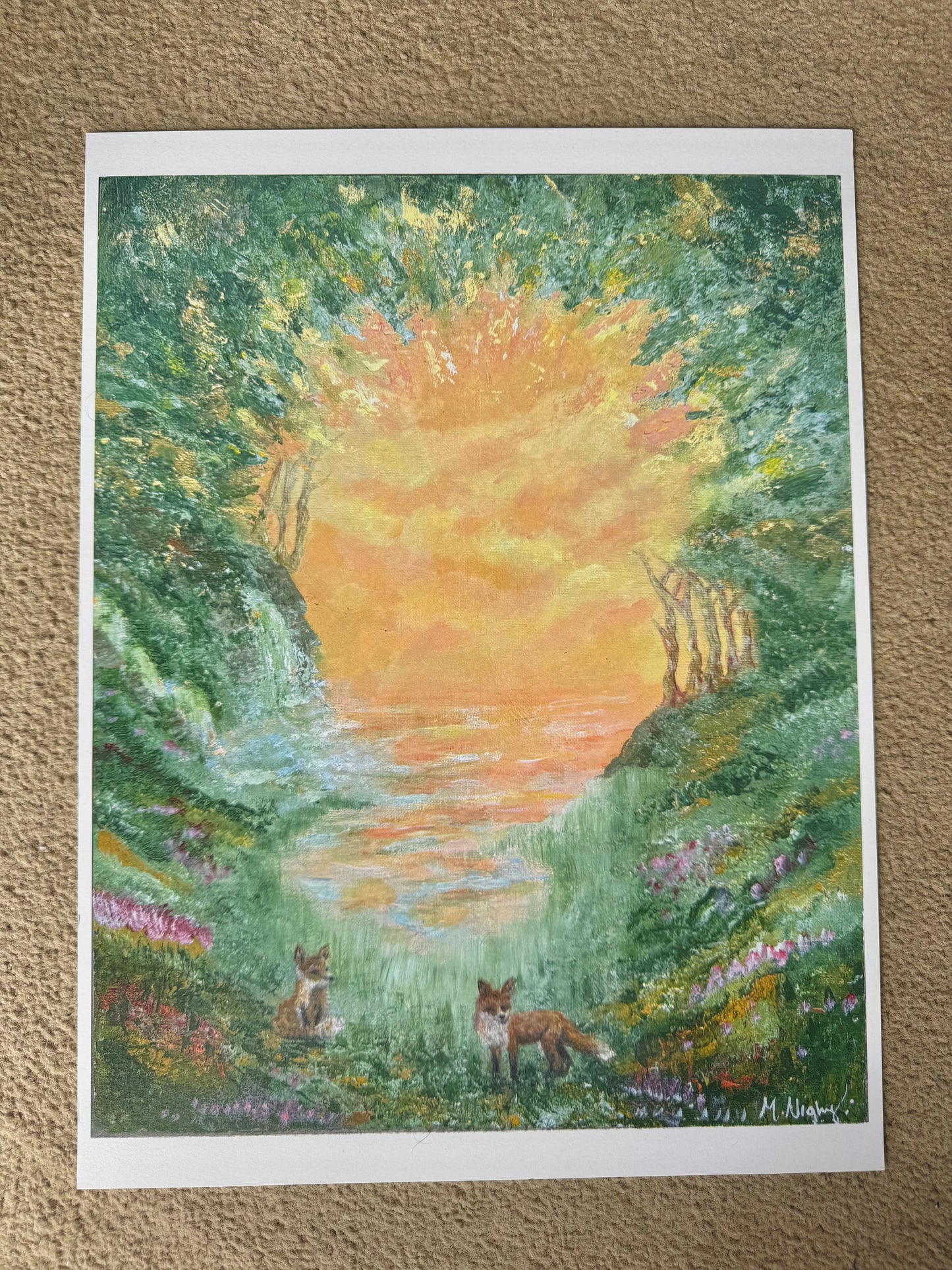Enchanted Foxes - PRINT of Original Acrylic Painting by Molly Nighy