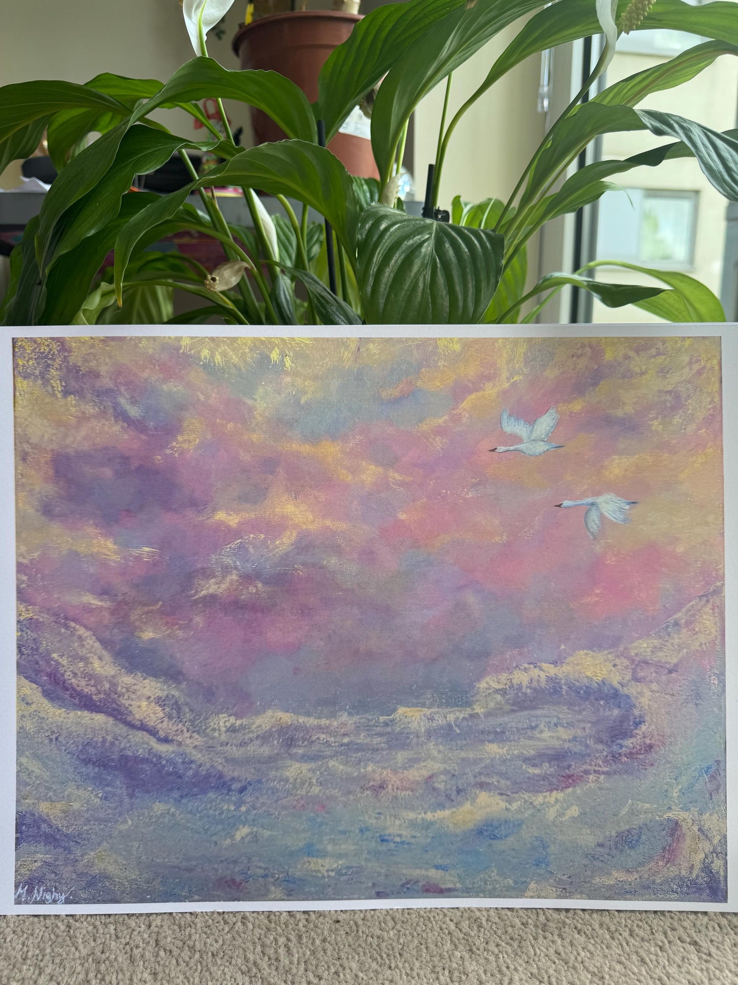 Wings over heavens waters - A3 PRINT. - By Molly Nighy
