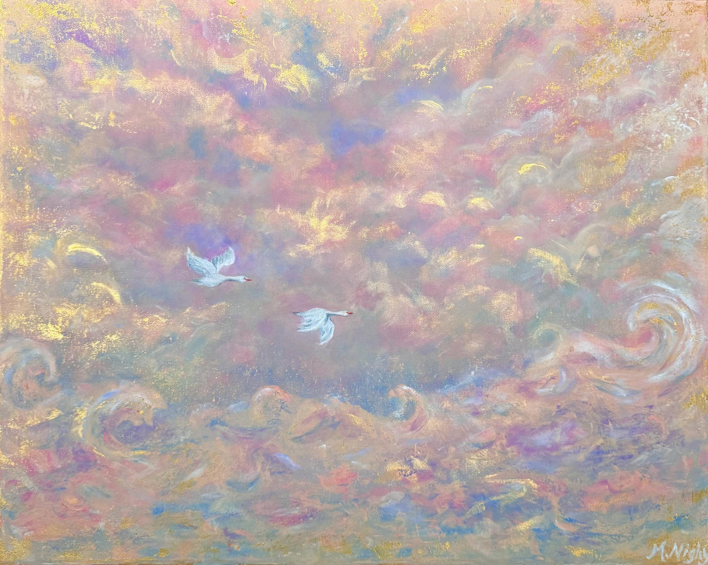 Lovers Flight - A3 PRINT of painting by Molly Nighy
