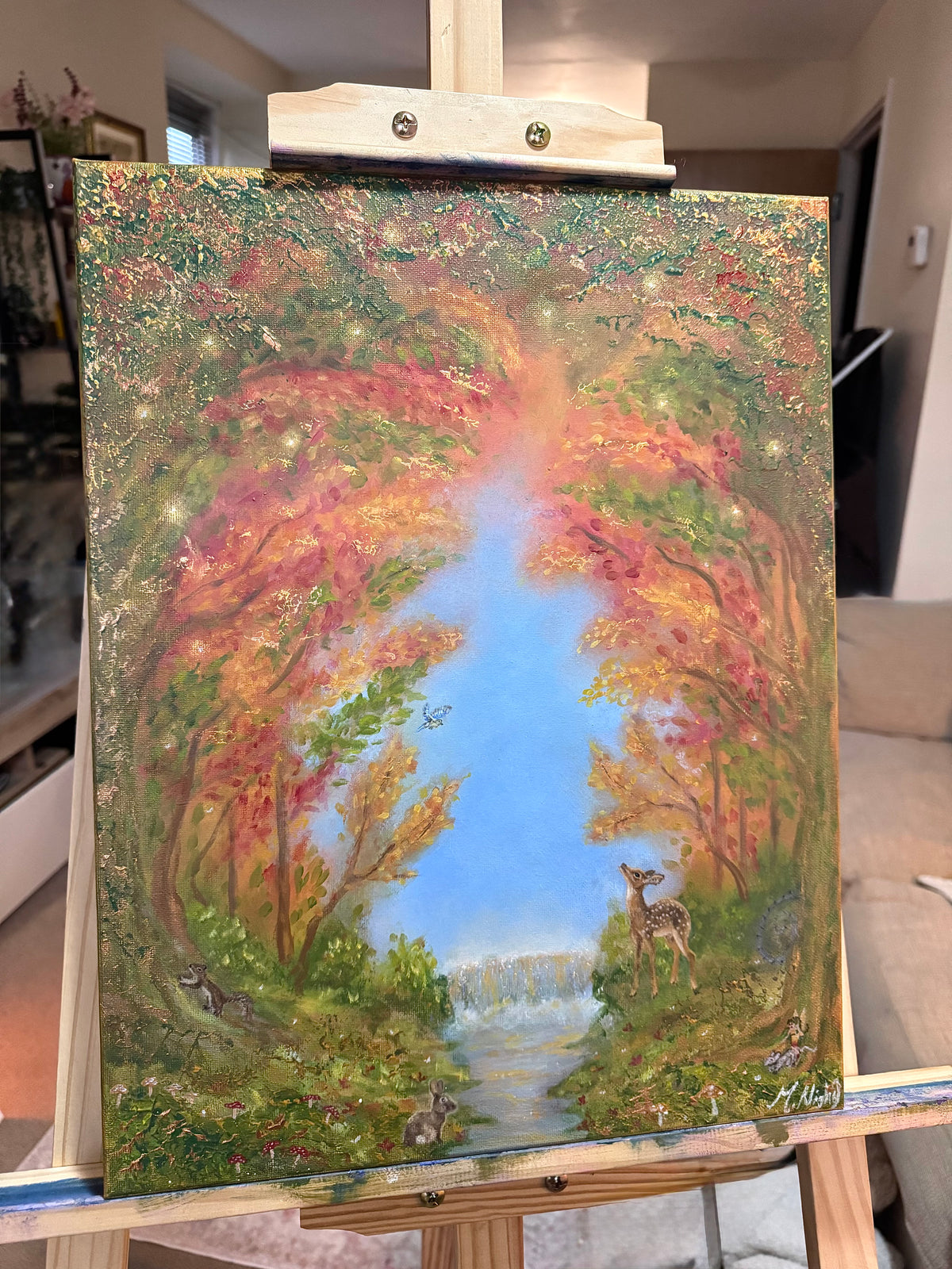 Feather and Fawn 14x18 inch original acrylic painting