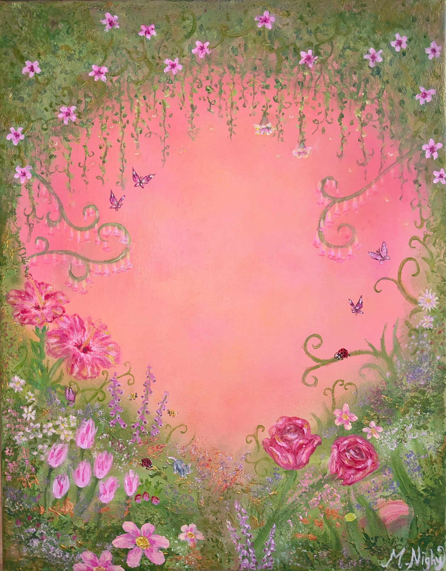 'Petals & Pixie Dust' 14x18 inch Original Acrylic painting by Molly Nighy