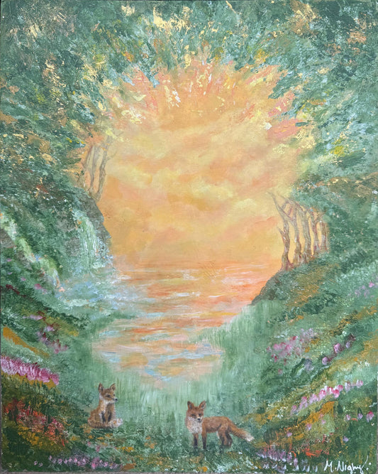 Enchanted foxes - Original Acrylic Painting by Molly Nighy