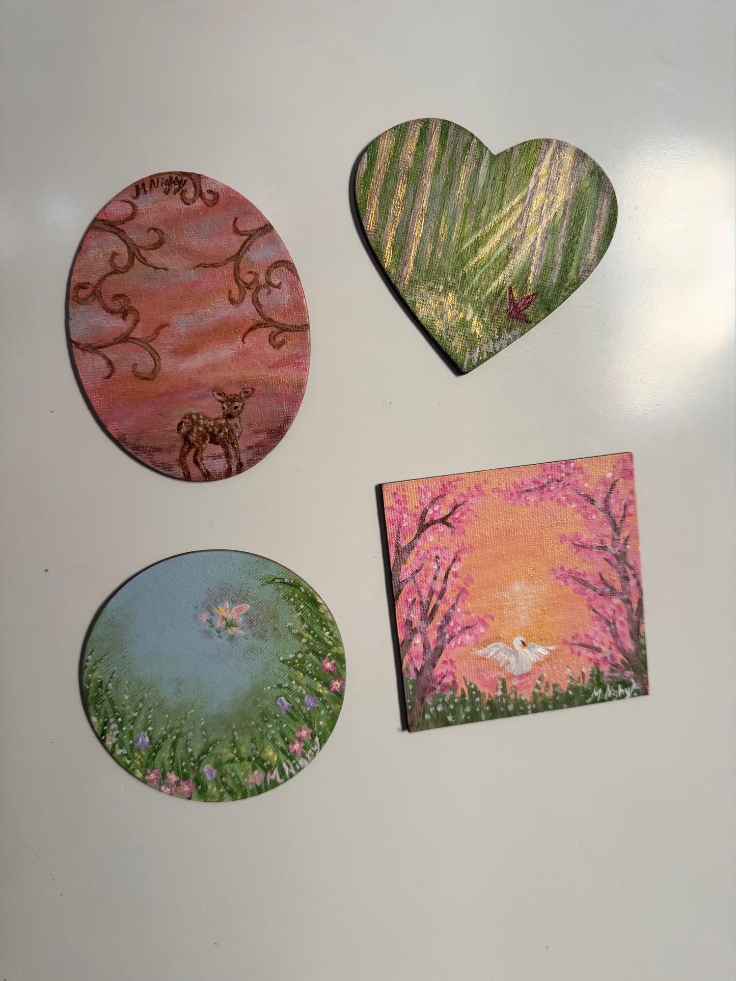 Original hand painted Canvas Magnets