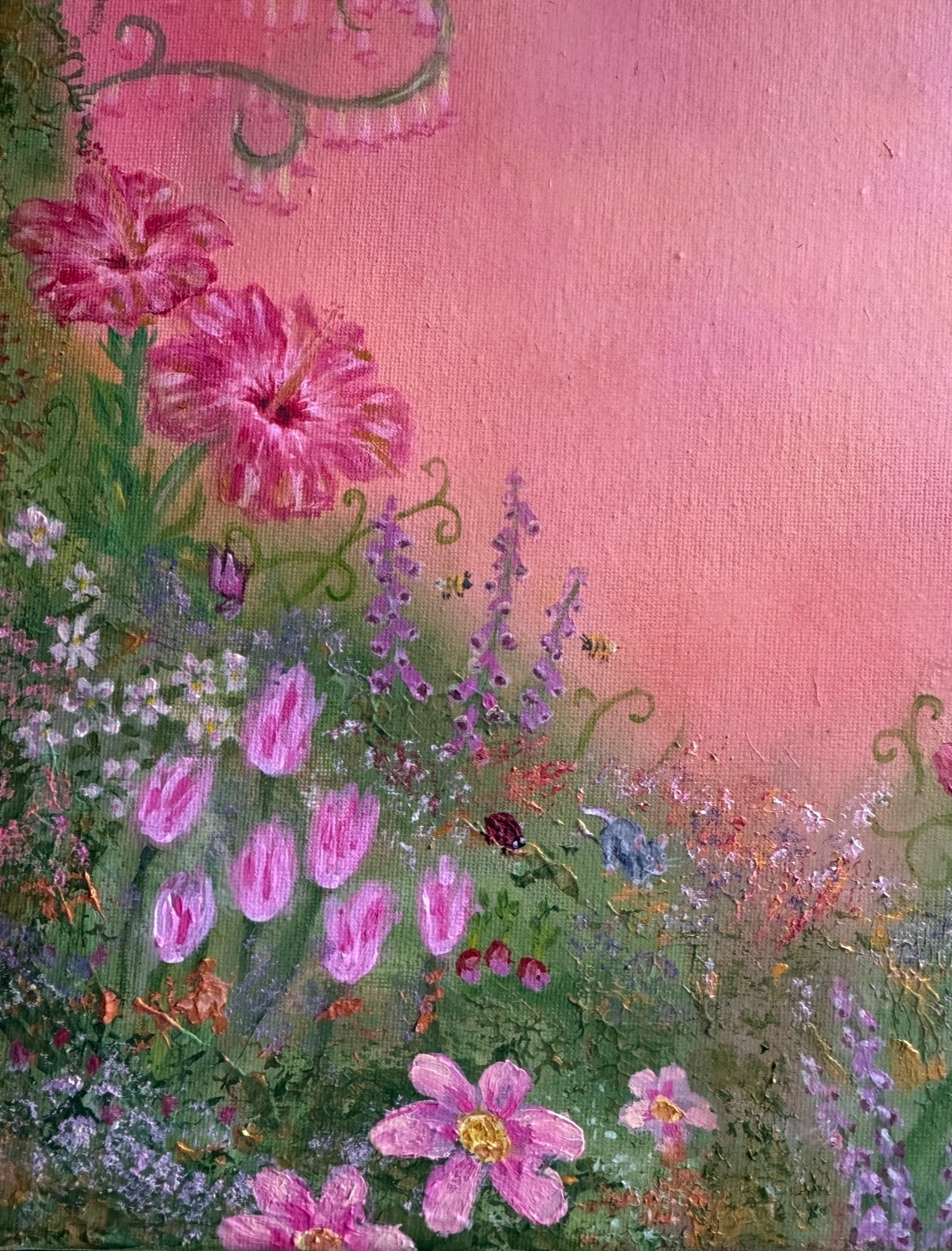 'Petals & Pixie Dust' 14x18 inch Original Acrylic painting by Molly Nighy
