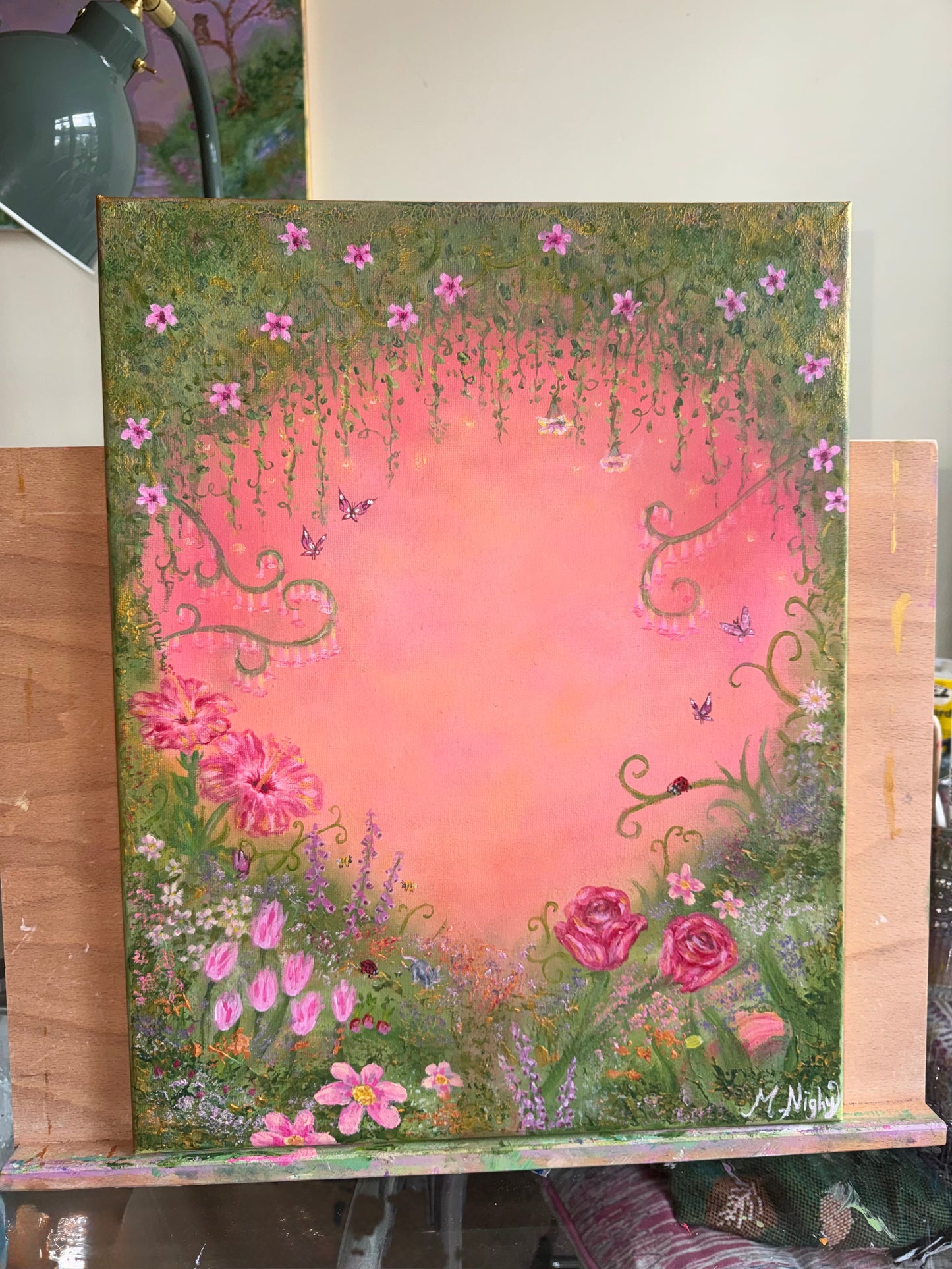 'Petals & Pixie Dust' 14x18 inch Original Acrylic painting by Molly Nighy