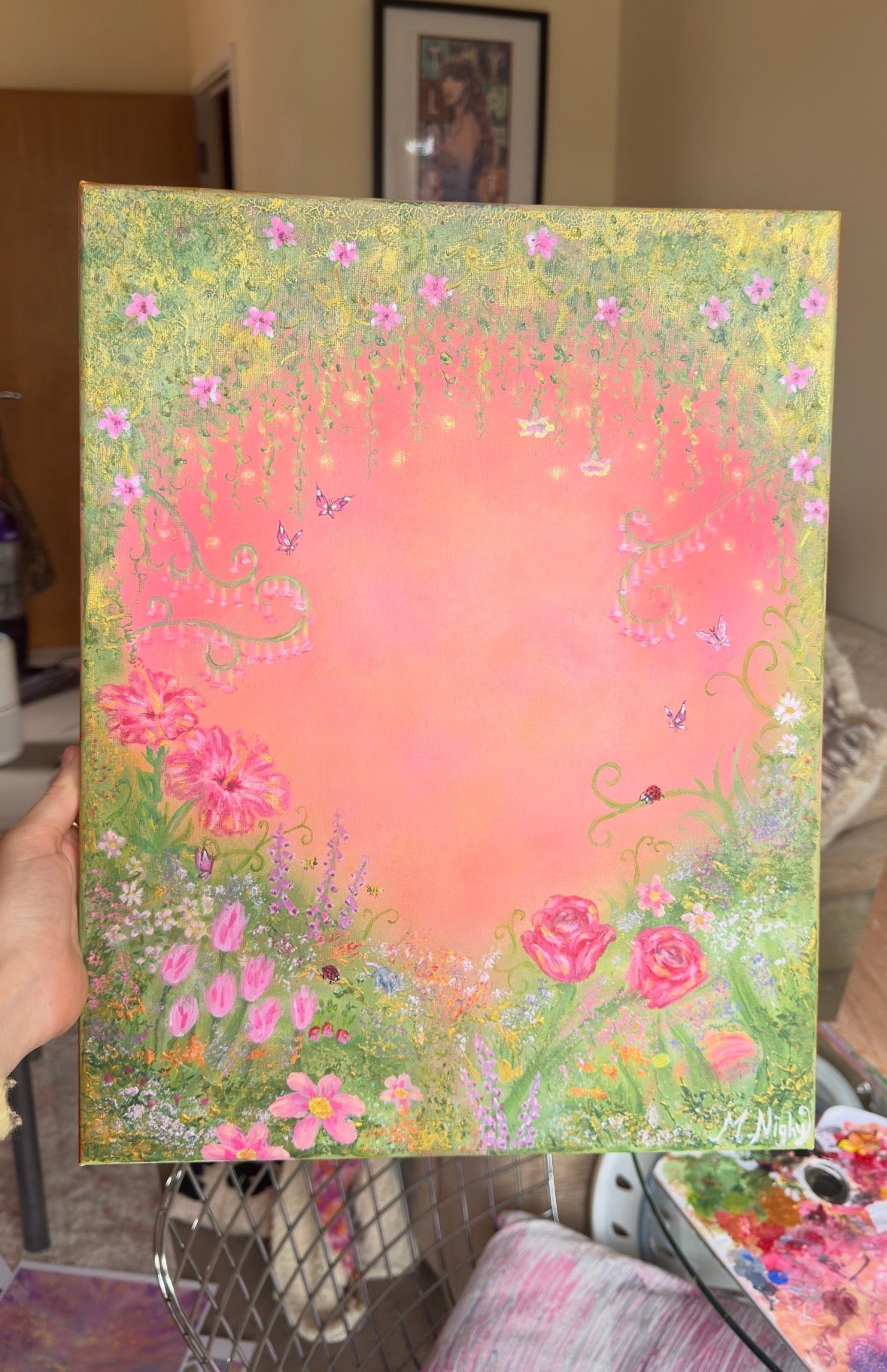 'Petals & Pixie Dust' 14x18 inch Original Acrylic painting by Molly Nighy
