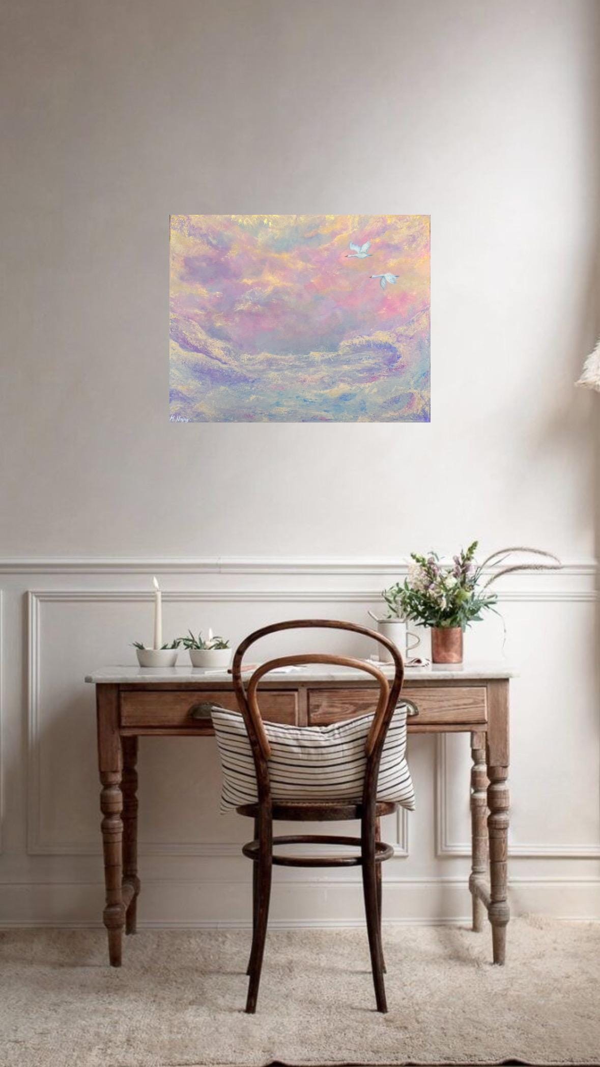 Wings over heavens waters - Original Acrylic Painting by Molly Nighy