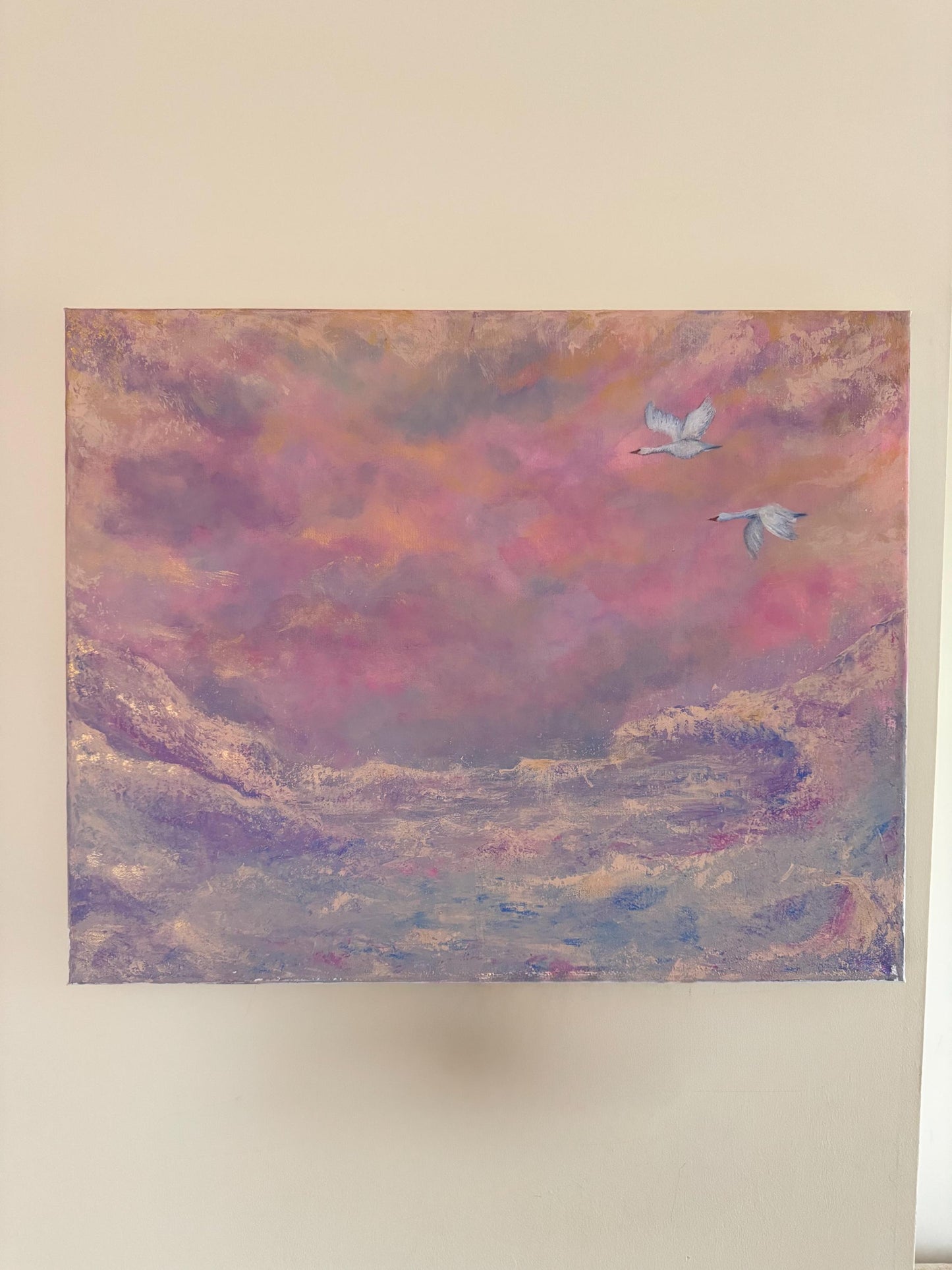 Wings over heavens waters - Original Acrylic Painting by Molly Nighy