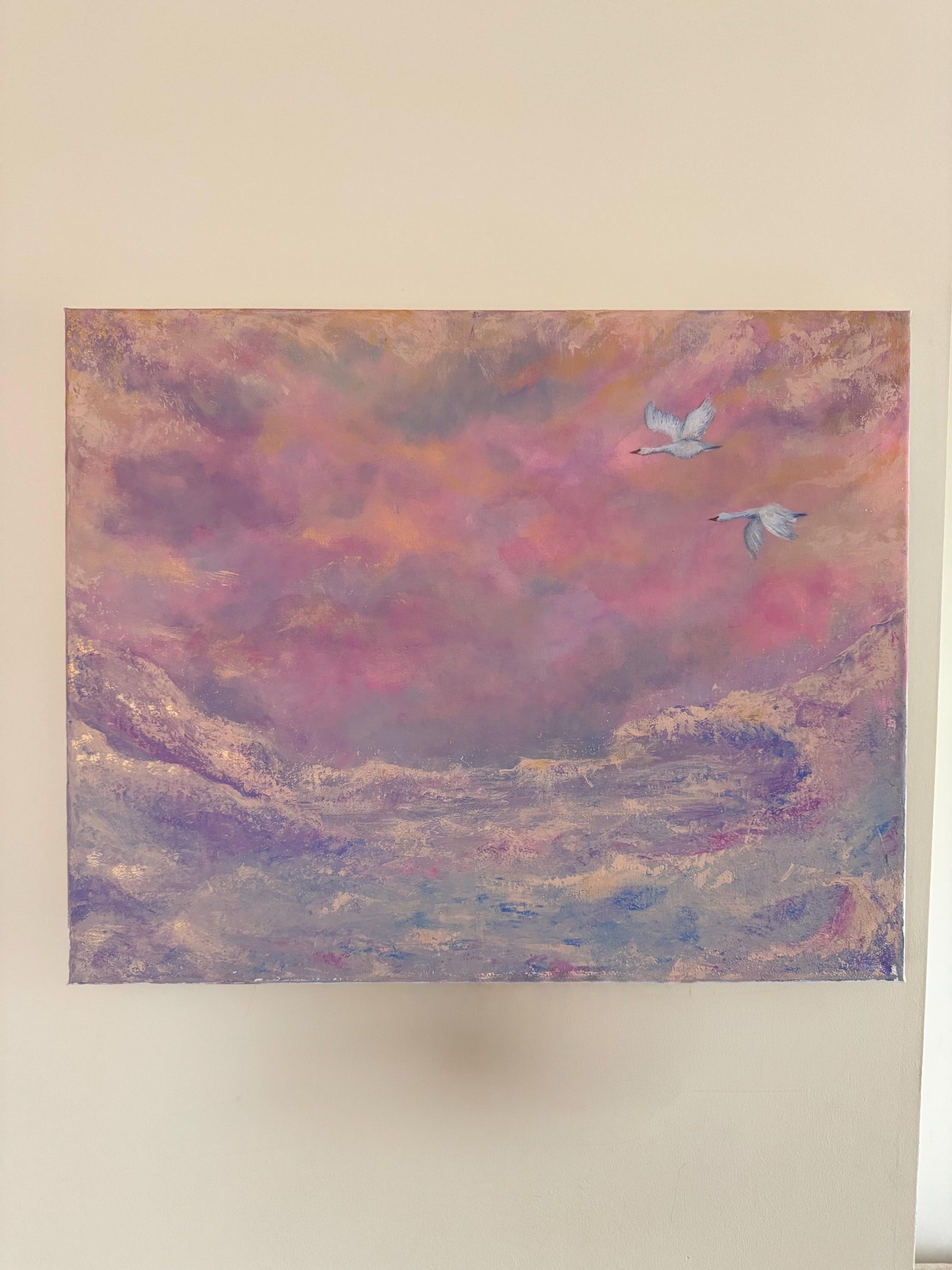 Wings over heavens waters - Original Acrylic Painting by Molly Nighy