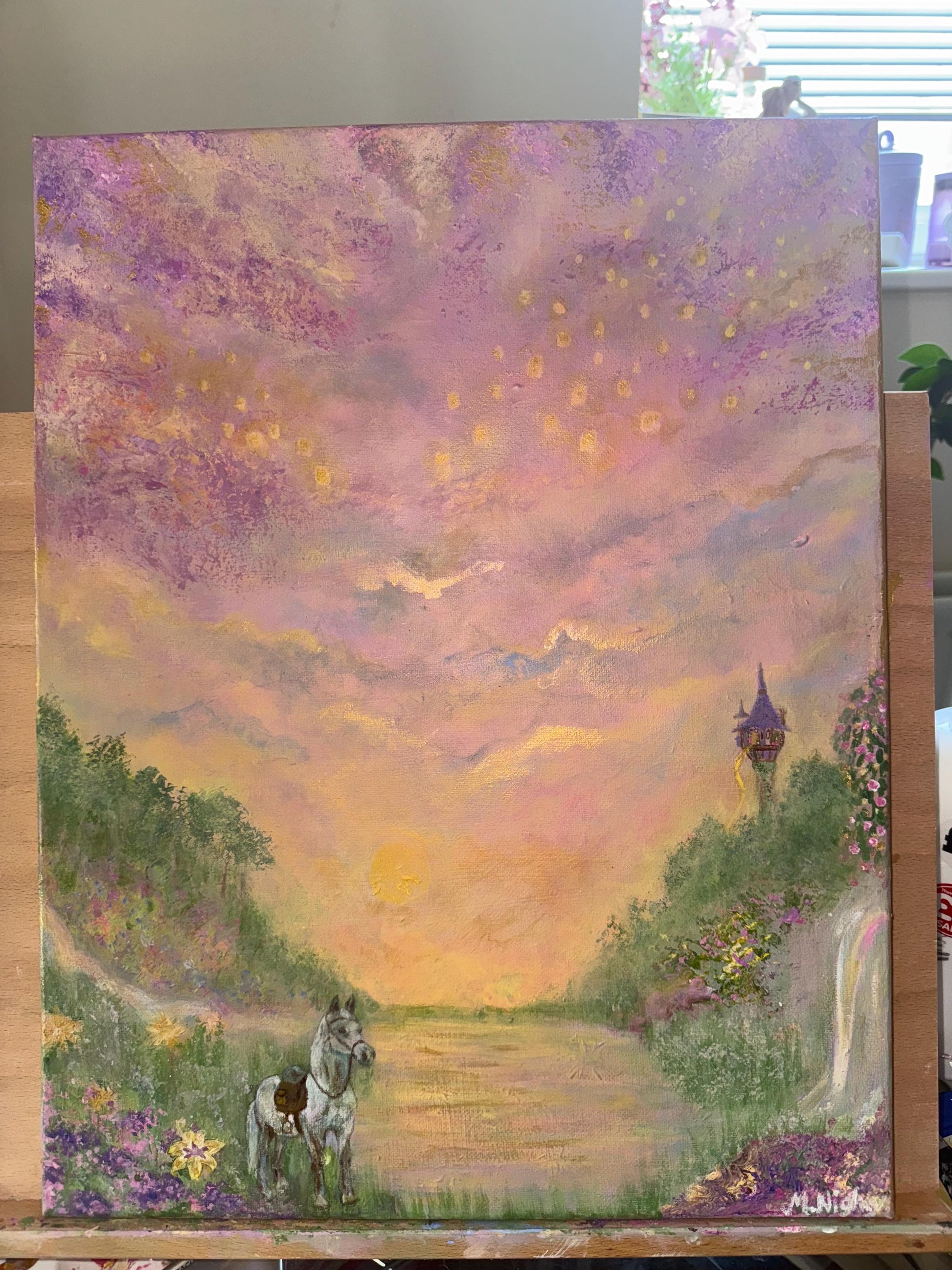 A Dream In The Lantern Light - Original Acrylic painting by Molly Nighy
