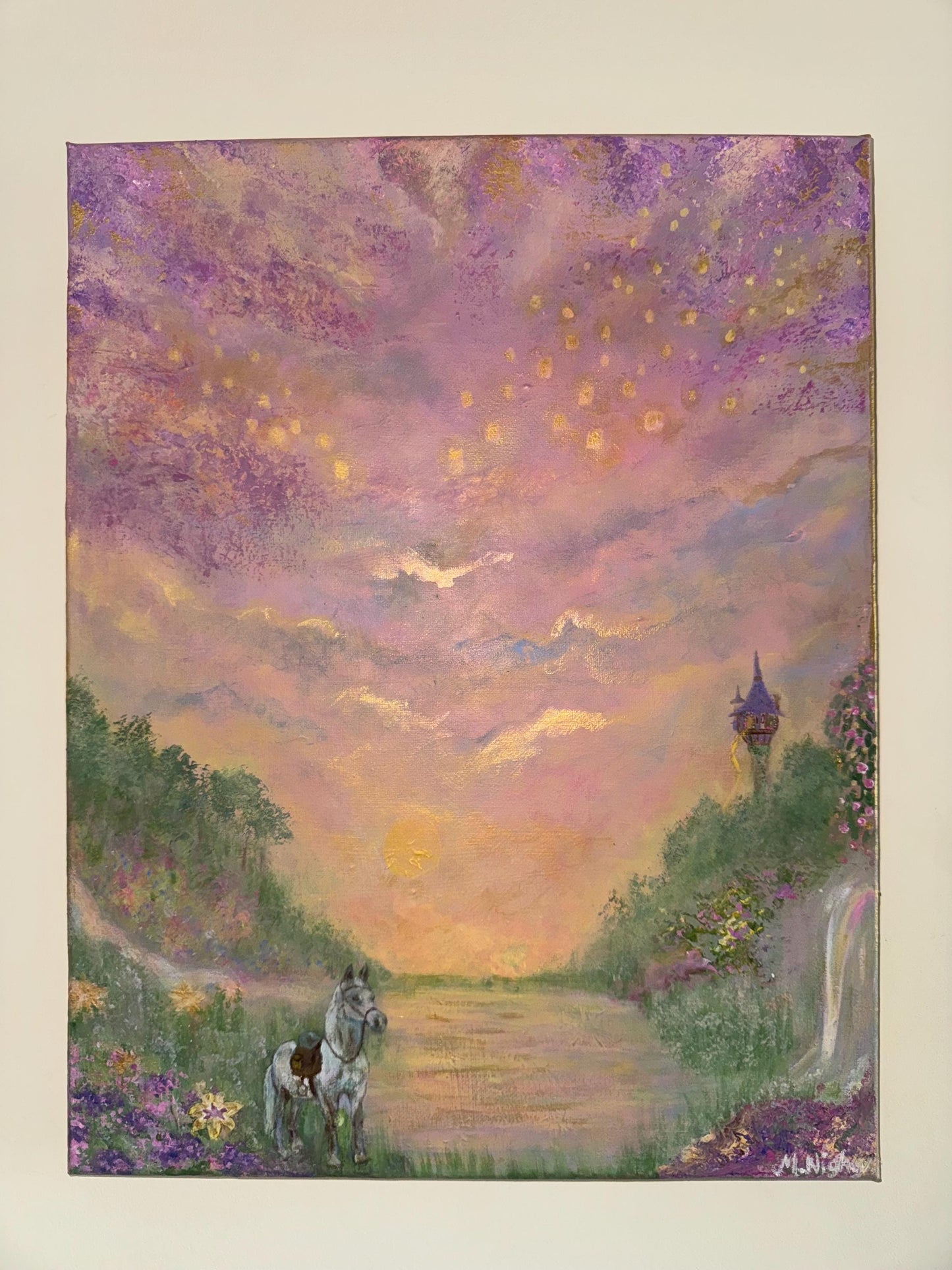 A Dream In The Lantern Light - Original Acrylic painting by Molly Nighy