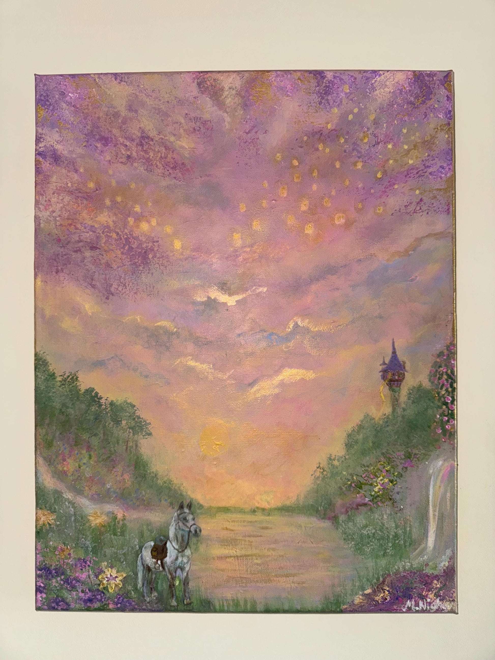 A Dream In The Lantern Light - Original Acrylic painting by Molly Nighy