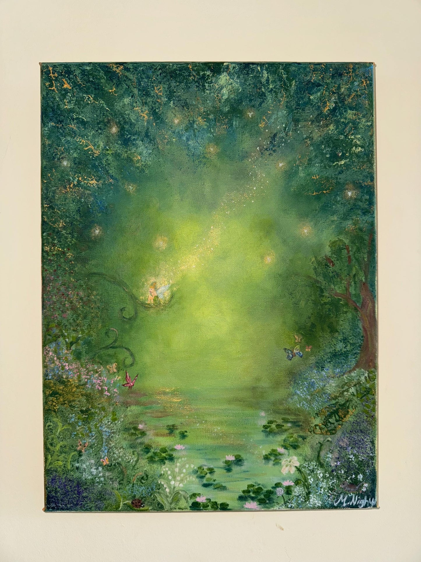 The Glow Of Pixie Hollow - Original painting by Molly Nighy
