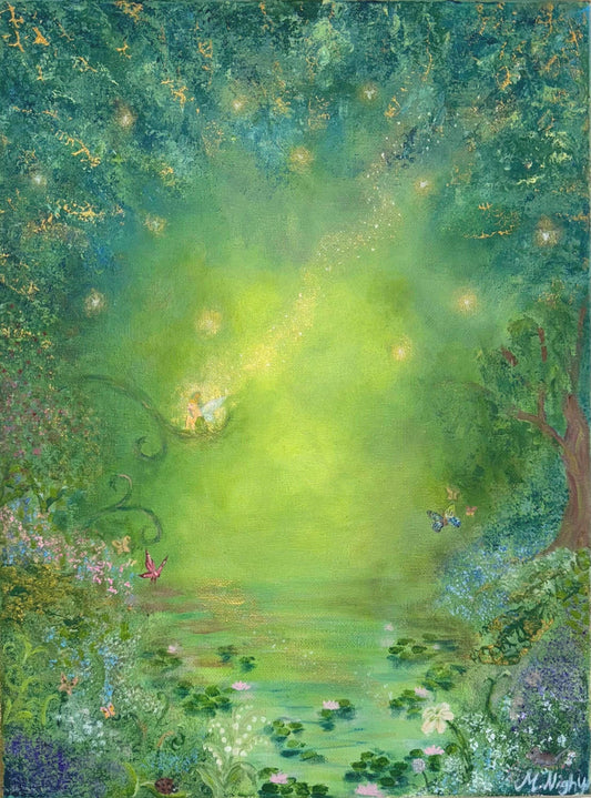 The Glow Of Pixie Hollow - Original painting by Molly Nighy